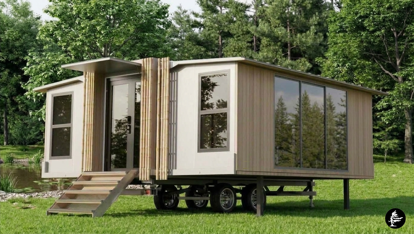 The Talishouse™ comes in 400 and 800 sq.ft. versions, permanent on screw piles, piers or slab foundations, or on mobile platforms. Mobile may negate the need for Building Permits in may Canadian jurisdictions. Appearance to suite.