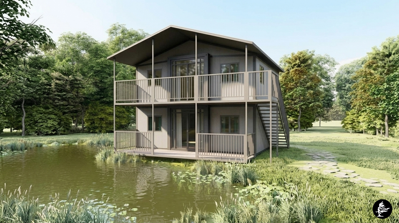 Hotel / motel units are Talishouse™ 400  unmits stacked two high and made accssible by stairs and gallery or continuous balcony. Not available as mobile option. Appearance to suite.